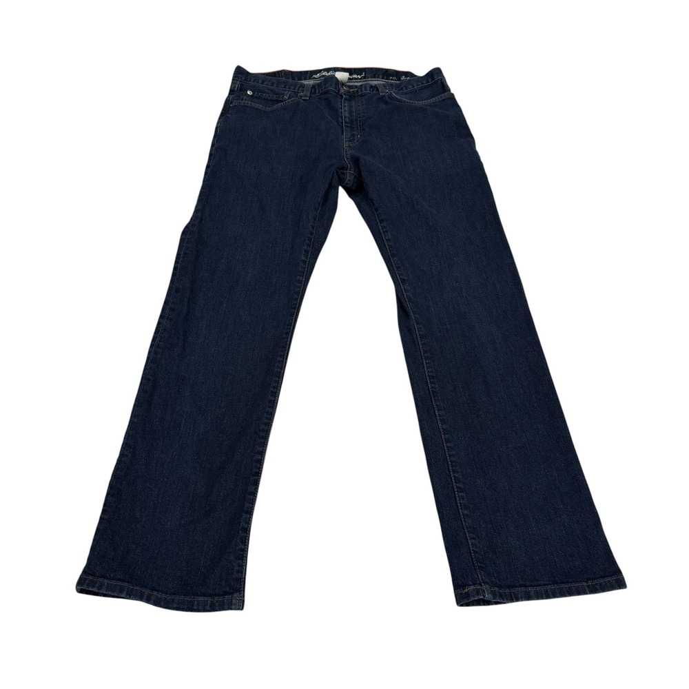 Eddie Bauer Mens Straight Fit Dark Wash Indigo Denim Jeans 36x32 Blue Pants